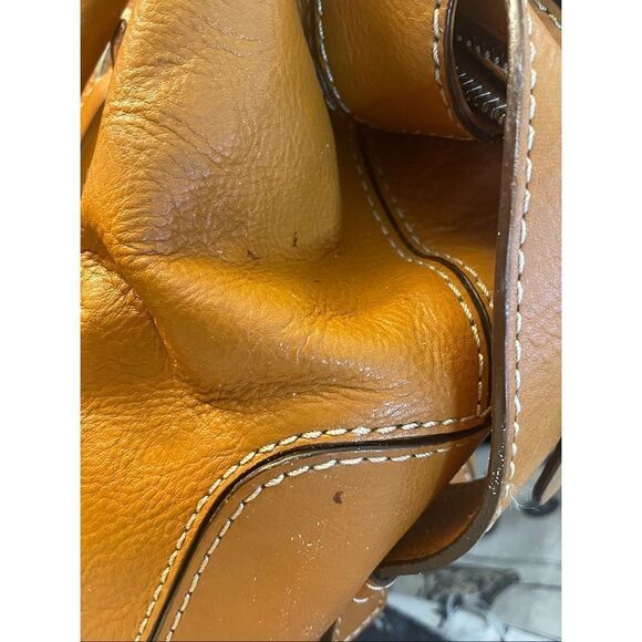 MICHAEL KORS Handbag Cognac Natural Brown Leather Purse Satchel Doctors Bag - Picture 15 of 16